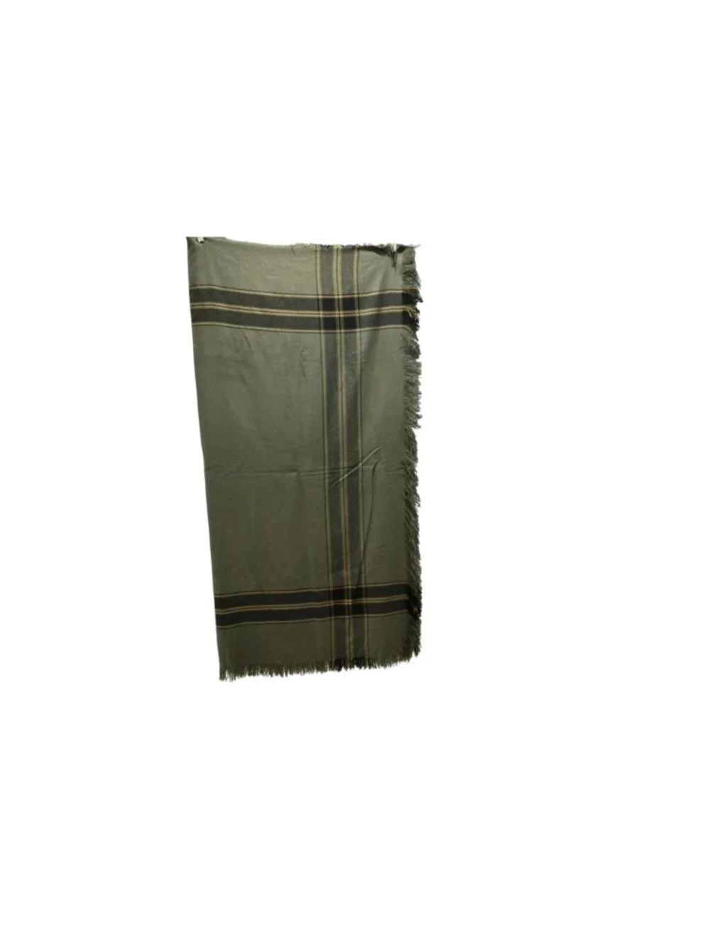 Unbranded Square Scarf Gray Brown Plaid Fringe Cozy Winter Tartan Accessory